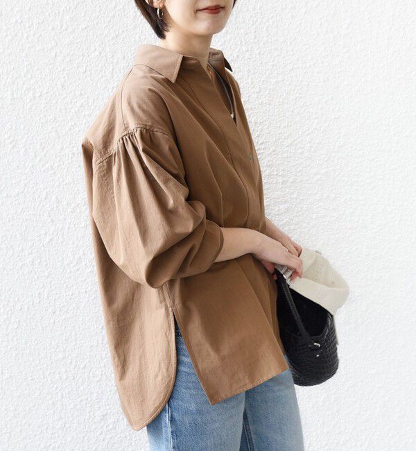 SHIPS for women「〈手洗い可能〉無地 / ストライプ サイド スリット スキッパー コットン シャツ 2」|シャツ・ブラウス|