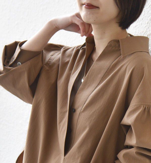SHIPS for women「〈手洗い可能〉無地 / ストライプ サイド スリット スキッパー コットン シャツ 2」|シャツ・ブラウス|