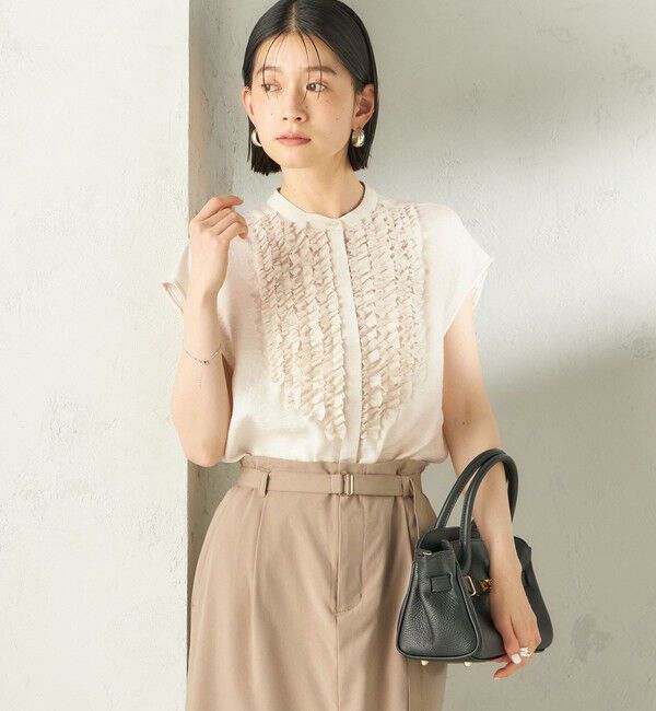 SHIPS for women「〈接触冷感/手洗い可能〉Jupiter 麻混 フリル ブラウス」|シャツ・ブラウス|