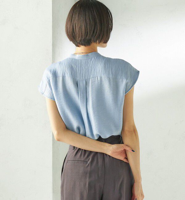 SHIPS for women「〈接触冷感/手洗い可能〉Jupiter 麻混 フリル ブラウス」|シャツ・ブラウス|