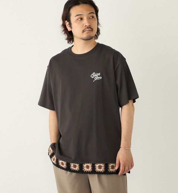 SHIPS Colors 「【WEB限定】SHIPS Colors:クロシェニット ロゴ刺繍 Tシャツ◇」|Tシャツ・カットソー|ダークグレー