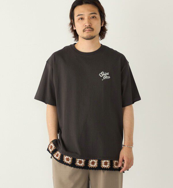 SHIPS Colors 「【WEB限定】SHIPS Colors:クロシェニット ロゴ刺繍 Tシャツ◇」|Tシャツ・カットソー|