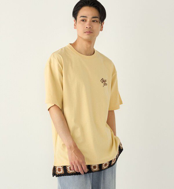 SHIPS Colors 「【WEB限定】SHIPS Colors:クロシェニット ロゴ刺繍 Tシャツ◇」|Tシャツ・カットソー|クリーム