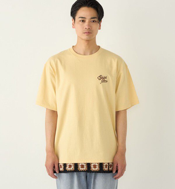 SHIPS Colors 「【WEB限定】SHIPS Colors:クロシェニット ロゴ刺繍 Tシャツ◇」|Tシャツ・カットソー|