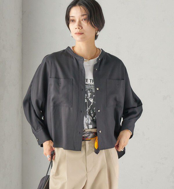 SHIPS for women「【実力派ベーシック】〈手洗い可能〉プリシュランク ツイル ショート シャツ 羽織」|シャツ・ブラウス|