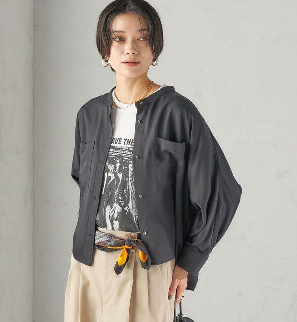 SHIPS for women「【実力派ベーシック】〈手洗い可能〉プリシュランク ツイル ショート シャツ 羽織」|シャツ・ブラウス|