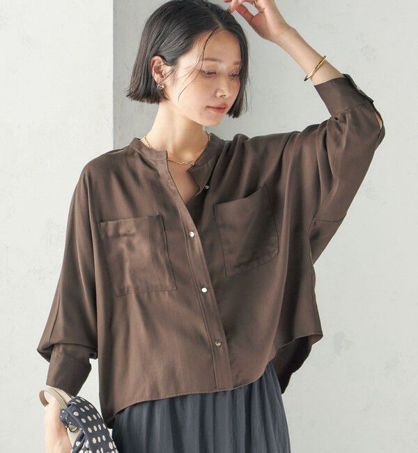 SHIPS for women「【実力派ベーシック】〈手洗い可能〉プリシュランク ツイル ショート シャツ 羽織」|シャツ・ブラウス|