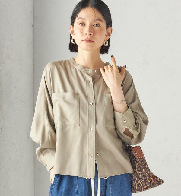 SHIPS for women「【実力派ベーシック】〈手洗い可能〉プリシュランク ツイル ショート シャツ 羽織」|シャツ・ブラウス|