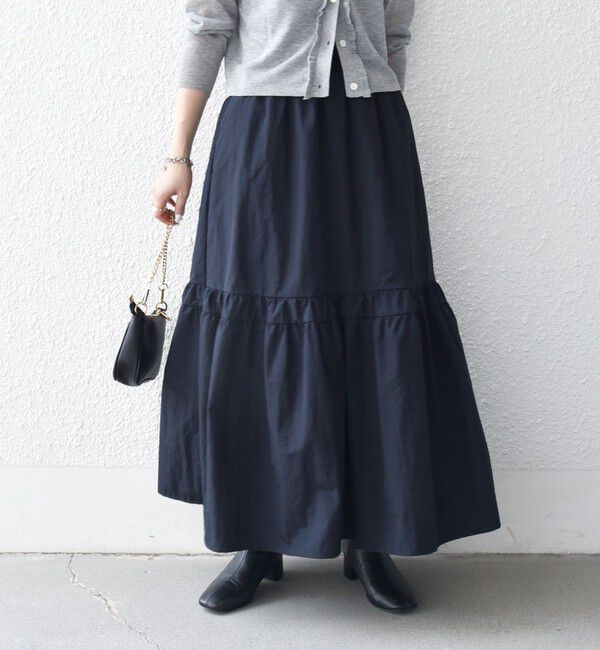SHIPS any「《予約》〈洗濯機可能〉ウエスト リブ ギャザー スカート［NAVY BLUE］」|スカート|