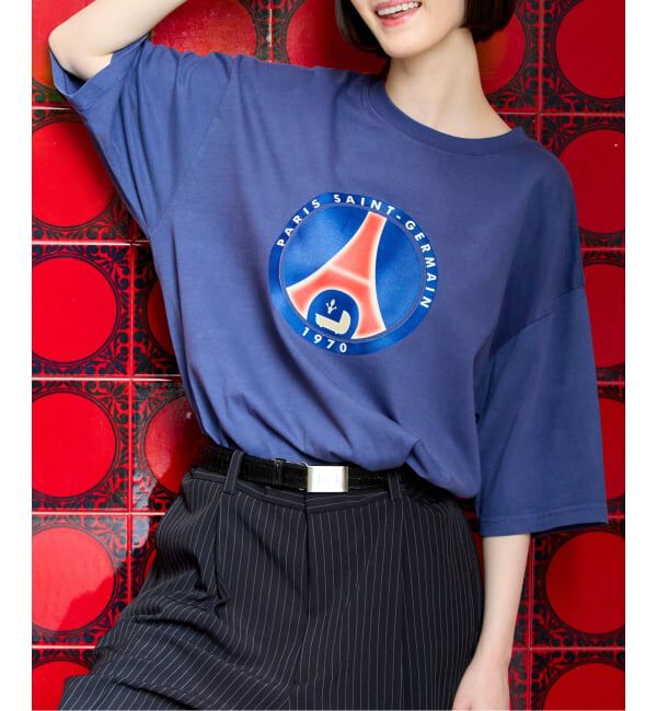Paris Saint-Germain「【Paris Saint-Germain 】 JP Classic Flock Logo Tee 2」|Tシャツ・カットソー|ネイビー