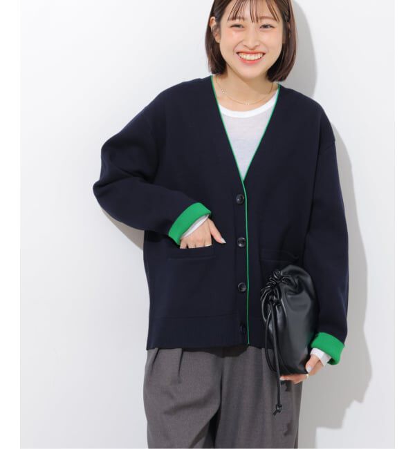 JOURNAL STANDARD relume「《予約》ダブルニットコントラストVネックカーディガン」|カーディガン|