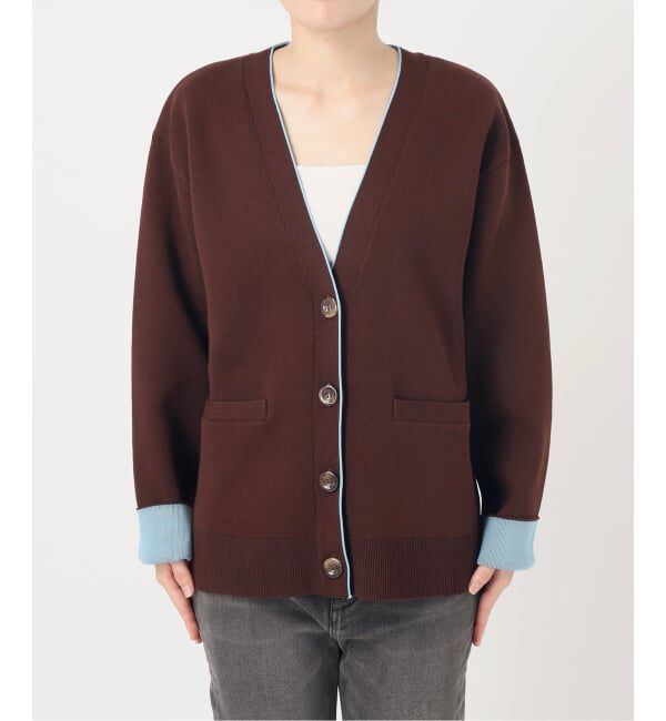 JOURNAL STANDARD relume「《予約》ダブルニットコントラストVネックカーディガン」|カーディガン|
