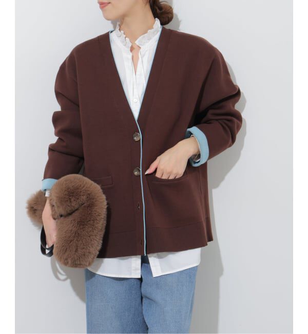 JOURNAL STANDARD relume「《予約》ダブルニットコントラストVネックカーディガン」|カーディガン|