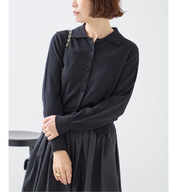 journal standard L'essage「《予約》NOTHING WRITTEN/ナッシングリトゥン  MUFFIN BUTTON CARDIGAN　カーディガン」|カーディガン|ブラック