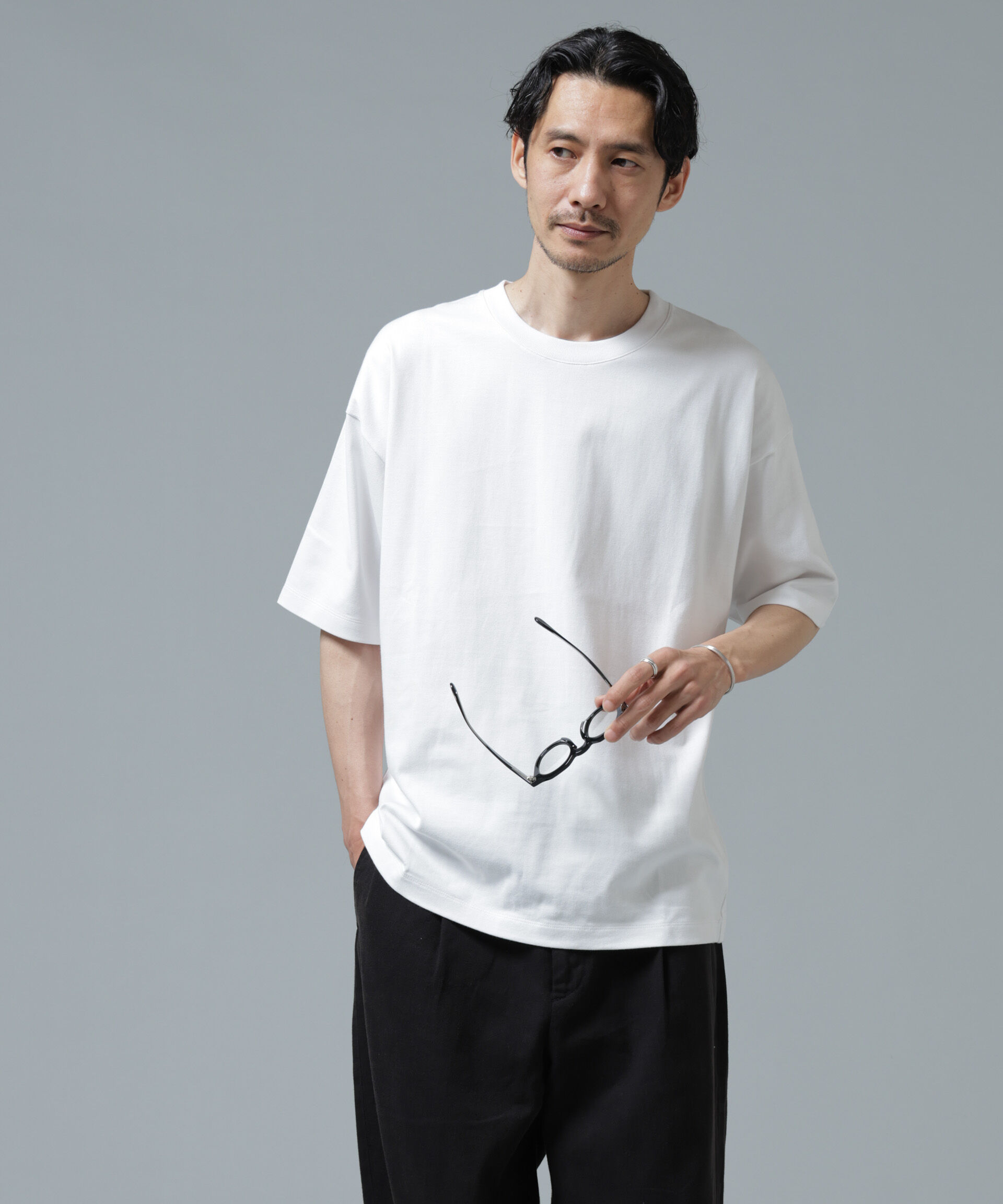NANO universe「Anti Soaked(R) 汗染み防止 ミドルウェイト 7.1oz ビッグシルエットTシャツ」|Tシャツ・カットソー|ホワイト