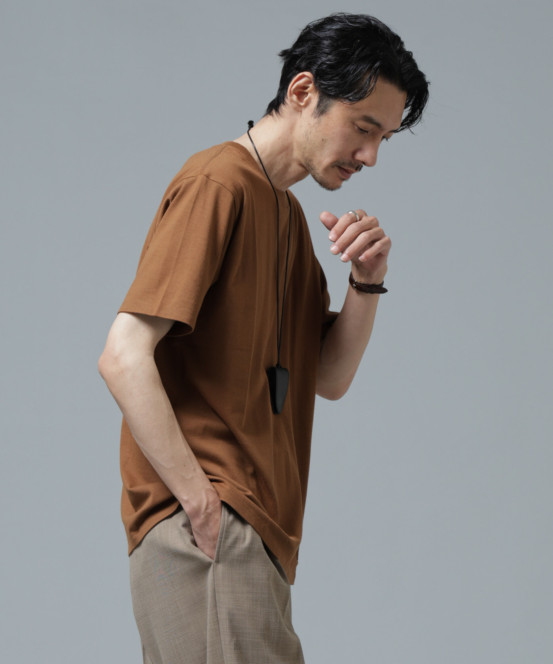 NANO universe「Anti Soaked(R) 汗染み防止 ライトウェイト 5.6oz ミドルシルエットTシャツ」|Tシャツ・カットソー|