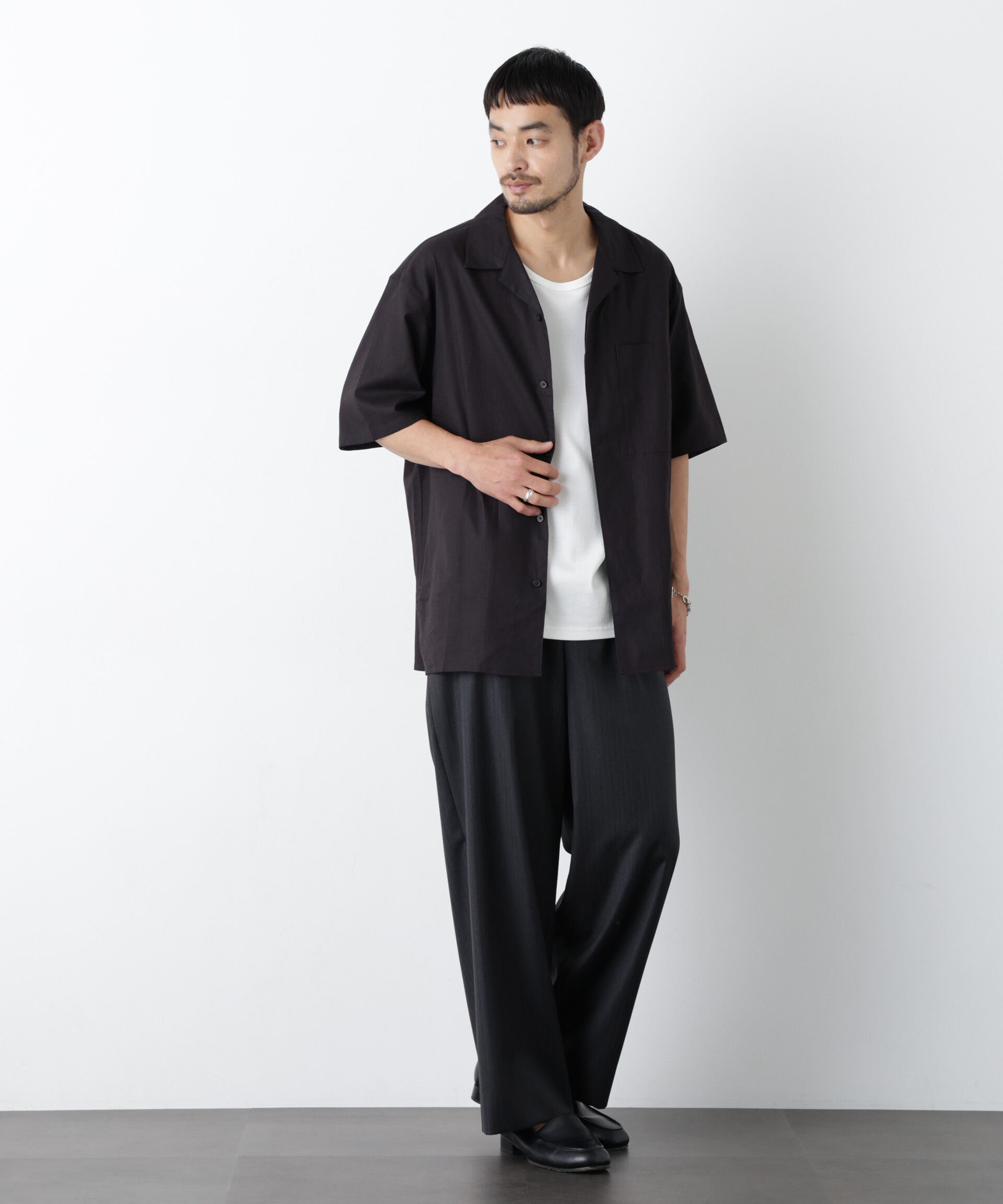 NANO universe「｢FRENCH LINEN｣ フライフロント半袖シャツ」|シャツ・ブラウス|