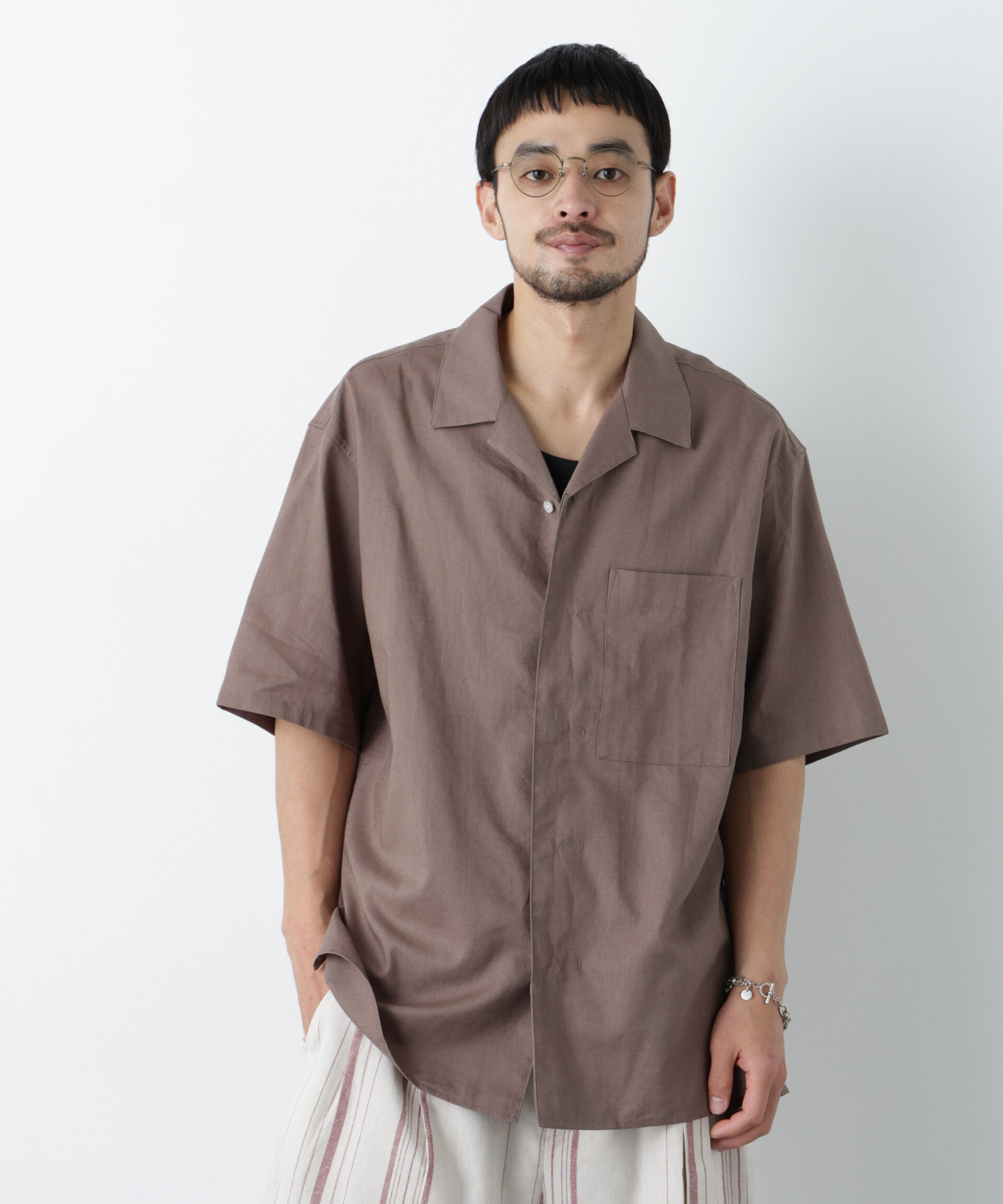 NANO universe「｢FRENCH LINEN｣ フライフロント半袖シャツ」|シャツ・ブラウス|