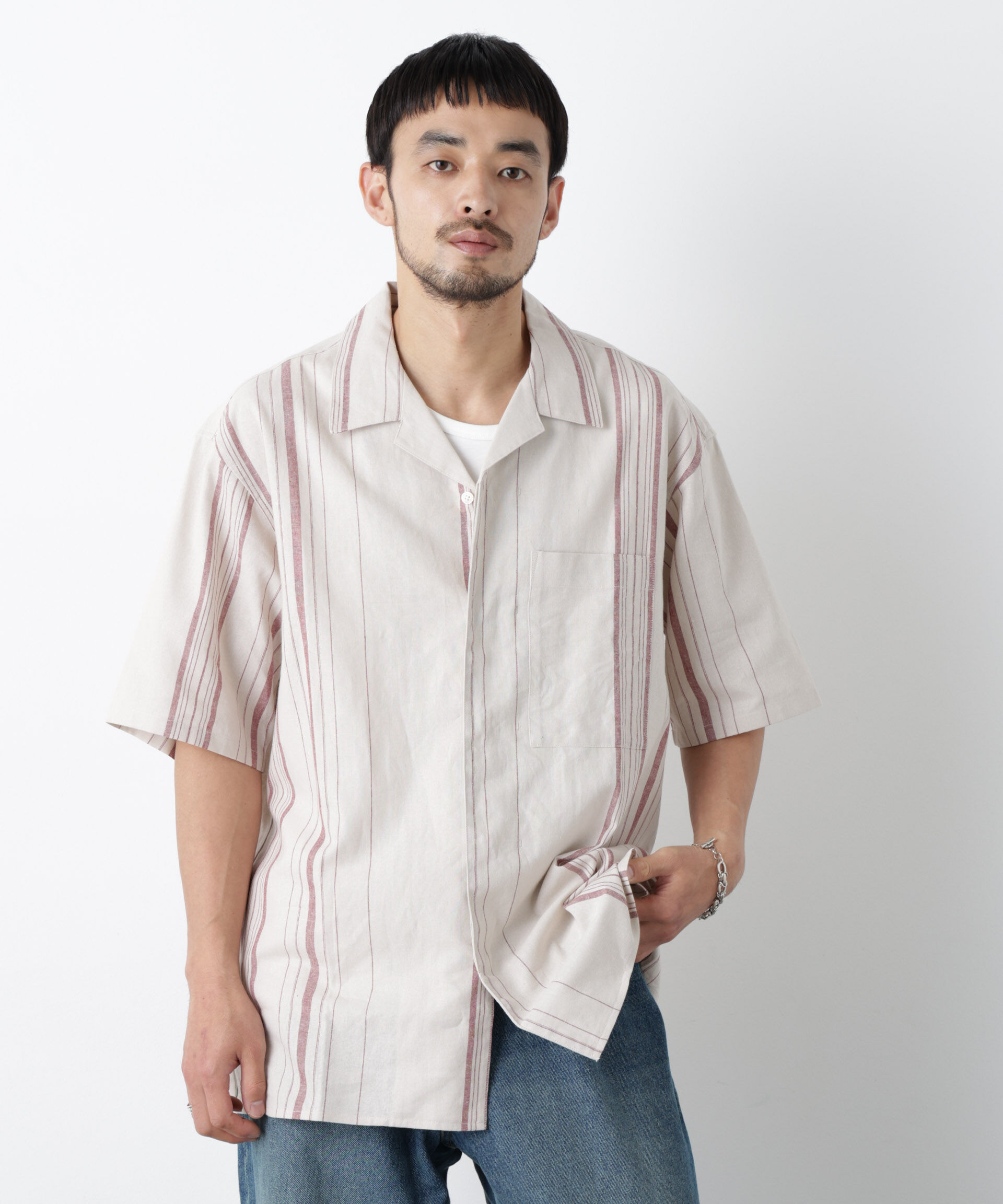 NANO universe「｢FRENCH LINEN｣ フライフロント半袖シャツ」|シャツ・ブラウス|