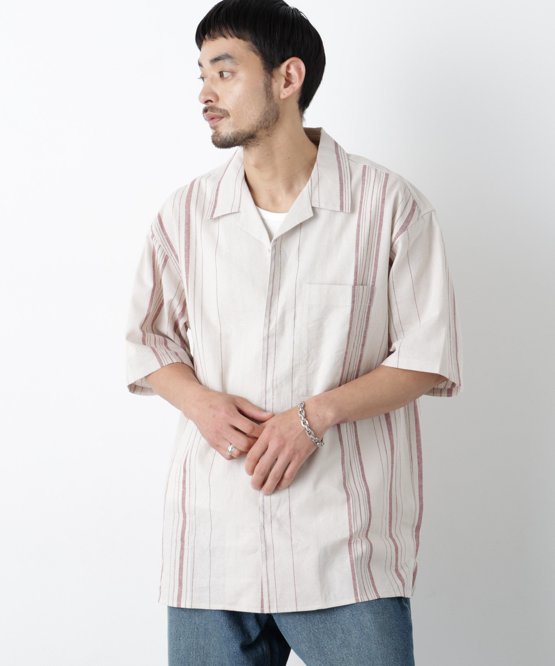 NANO universe「｢FRENCH LINEN｣ フライフロント半袖シャツ」|シャツ・ブラウス|
