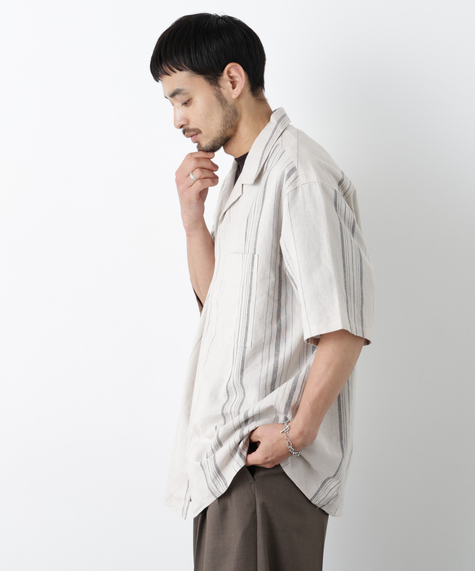 NANO universe「｢FRENCH LINEN｣ フライフロント半袖シャツ」|シャツ・ブラウス|