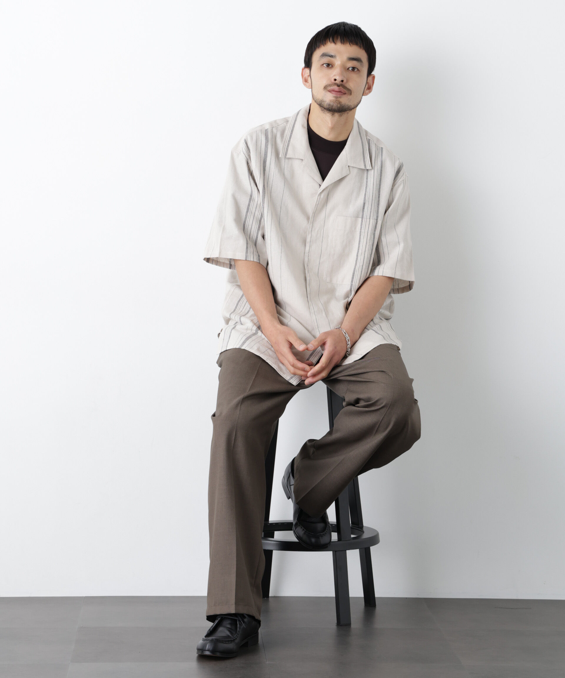 NANO universe「｢FRENCH LINEN｣ フライフロント半袖シャツ」|シャツ・ブラウス|