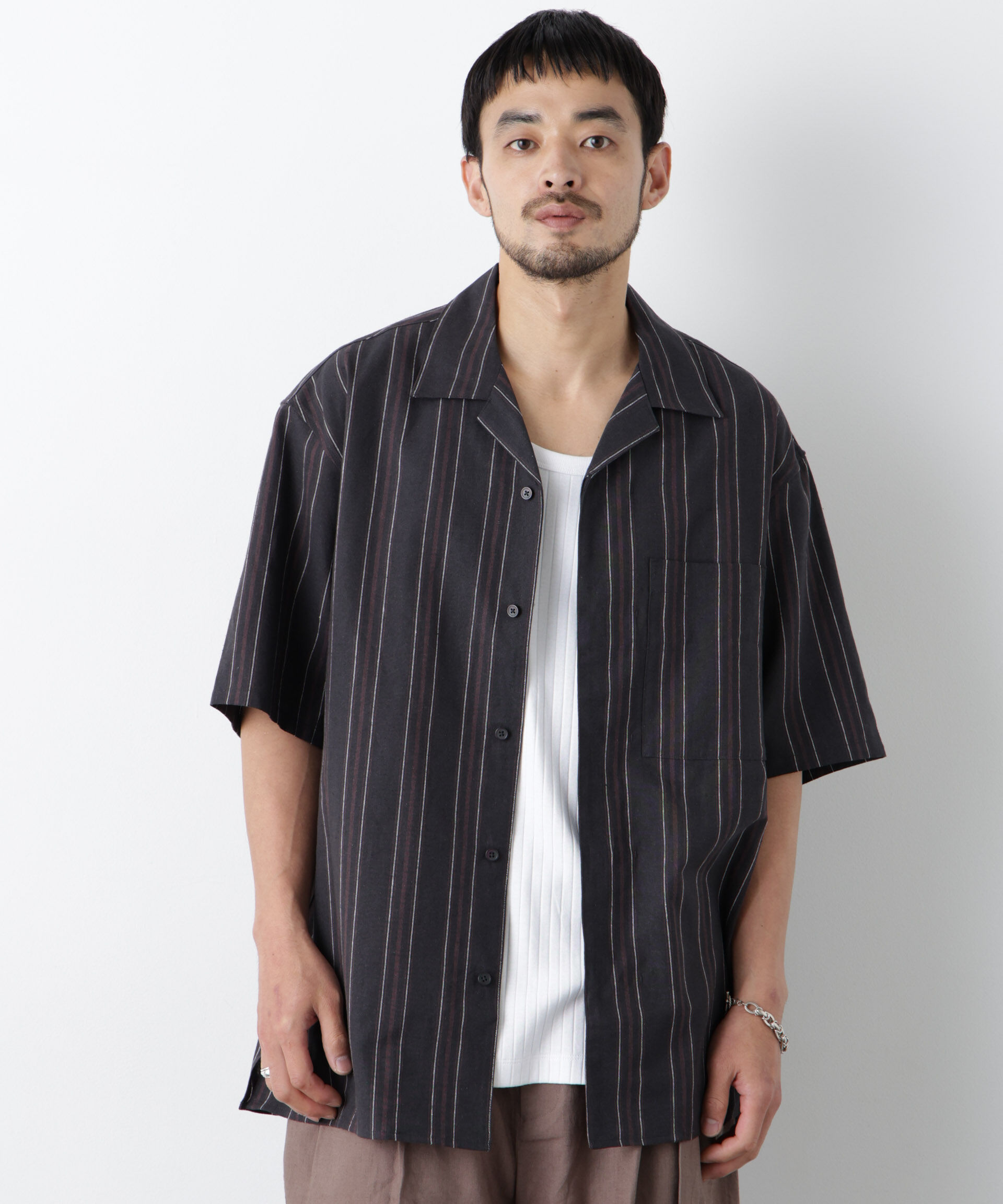 NANO universe「｢FRENCH LINEN｣ フライフロント半袖シャツ」|シャツ・ブラウス|
