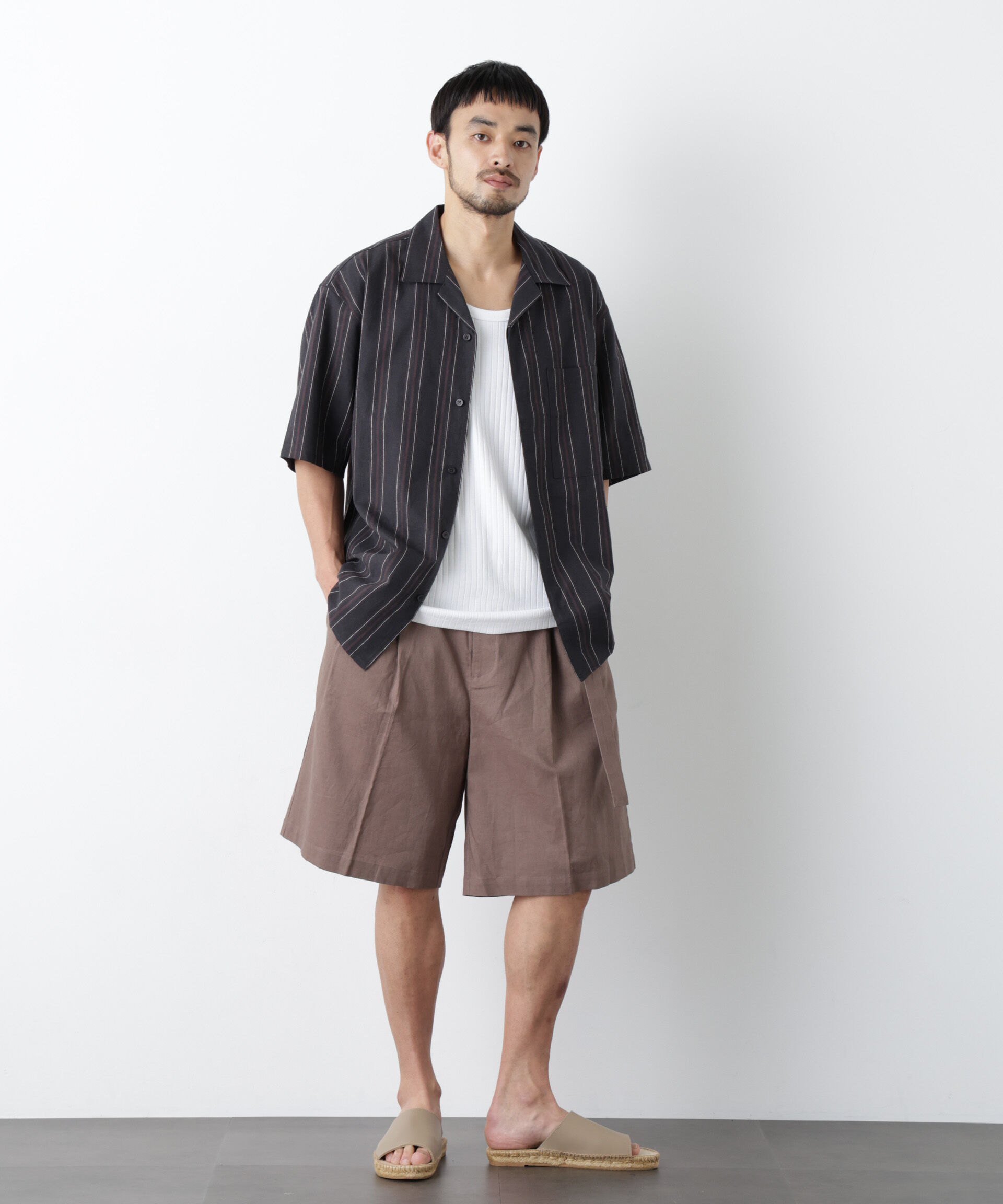 NANO universe「｢FRENCH LINEN｣ フライフロント半袖シャツ」|シャツ・ブラウス|