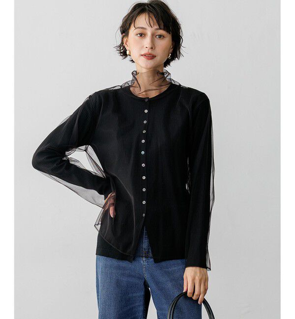 23区「【見上愛さん着用】チュールレイヤード プルオーバー トップス」|Tシャツ・カットソー|ブラック系