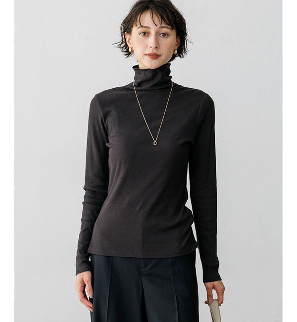 23区「コットンシルク タートルネック カットソー」|Tシャツ・カットソー|ブラック系