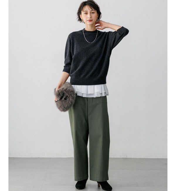 23区「【一部予約】ピュアカシミヤ ハーフスリーブ ハイネック ニット」|ニット・セーター|