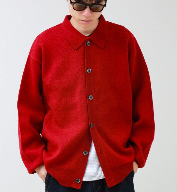 GLOSTER「Collared wool JK 衿付きニットカーディガン」|ニット・セーター|レッド