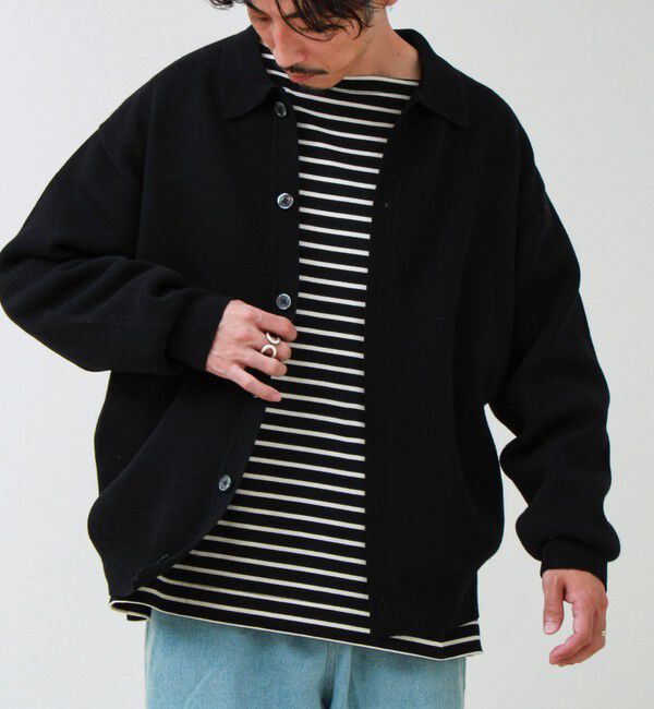 GLOSTER「Collared wool JK 衿付きニットカーディガン」|ニット・セーター|ブラック