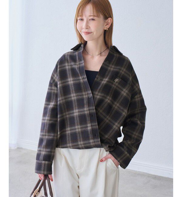 Rope&rsquo;Picnic「【WEB限定カラー】ロゴ刺繍チェックネルシャツ/2WAY」|シャツ・ブラウス|