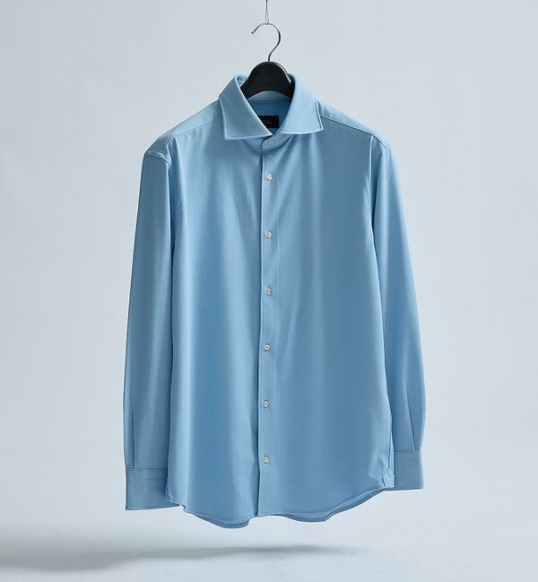 ABAHOUSE「【接触冷感】アイスピケ ストレッチ 長袖シャツ / FLEX SHIRTS」|シャツ・ブラウス|ライトブルー