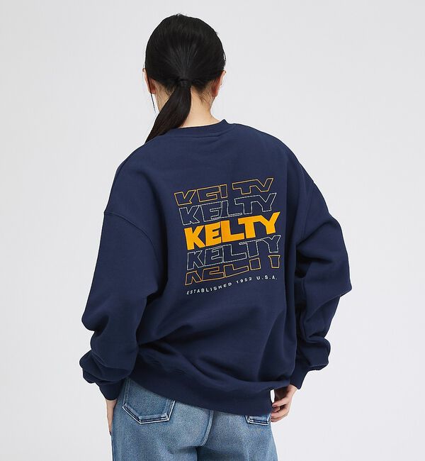 ABAHOUSE「【KELTY / ケルティ】フロッキーバックロゴプリントスウェット/ ユニセック」|スウェット・ジャージ|ネイビー
