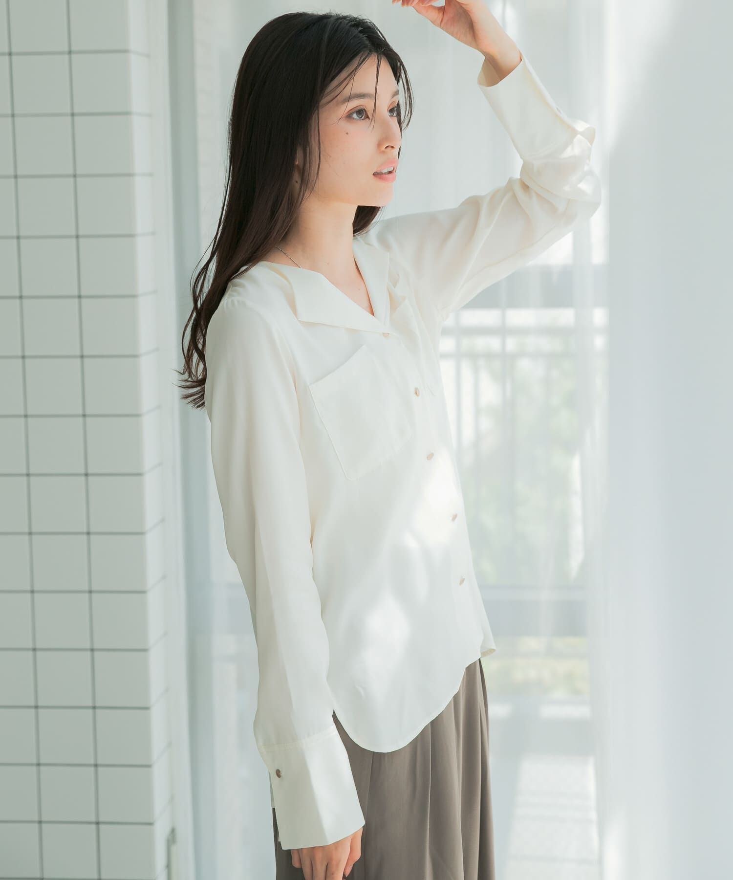 URBAN RESEARCH ROSSO「キュプラ混ポケットデザインブラウス」|シャツ・ブラウス|