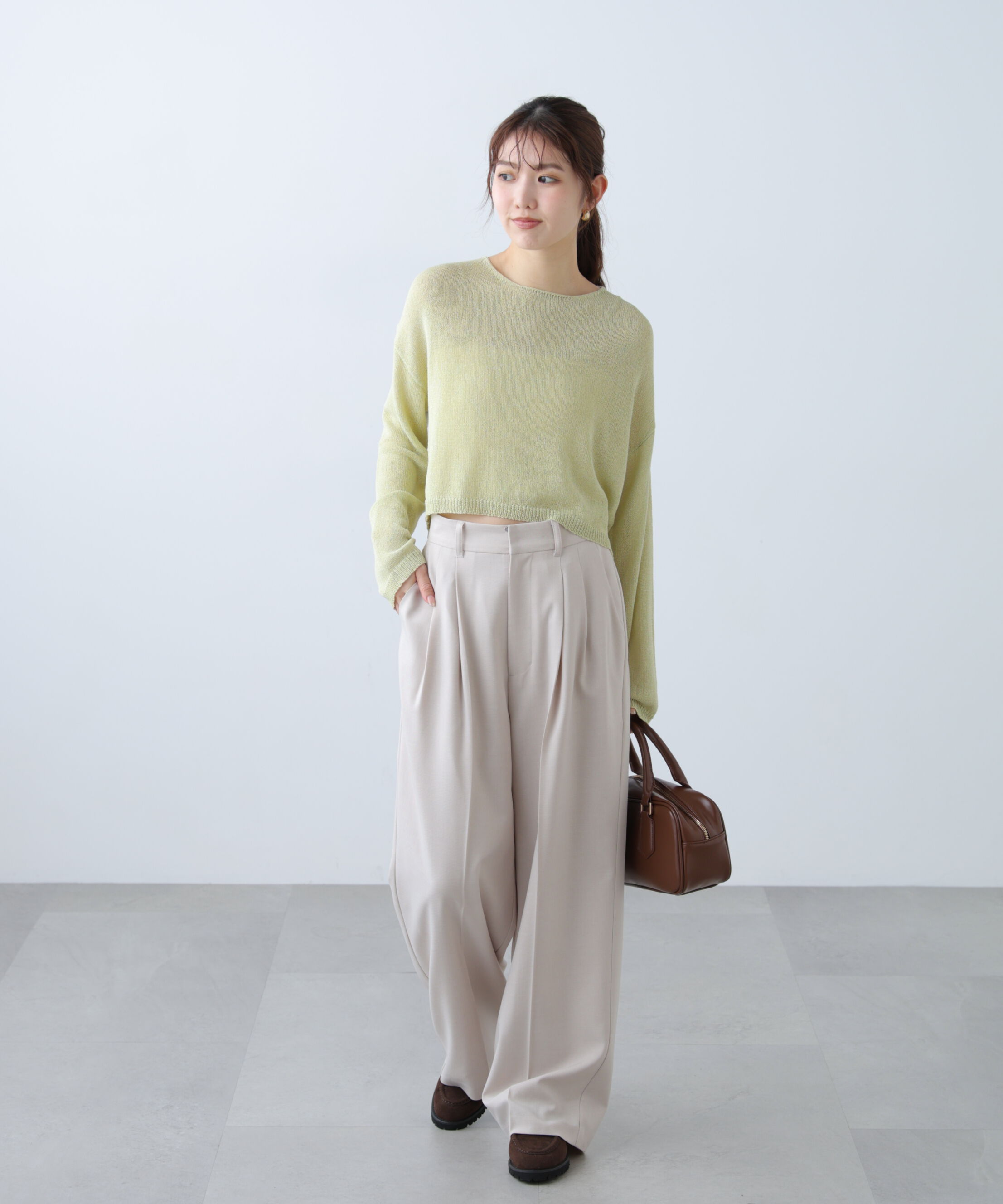  「[低身長サイズ/Sシリーズ]梳毛調合繊タックワイドパンツ」|その他|