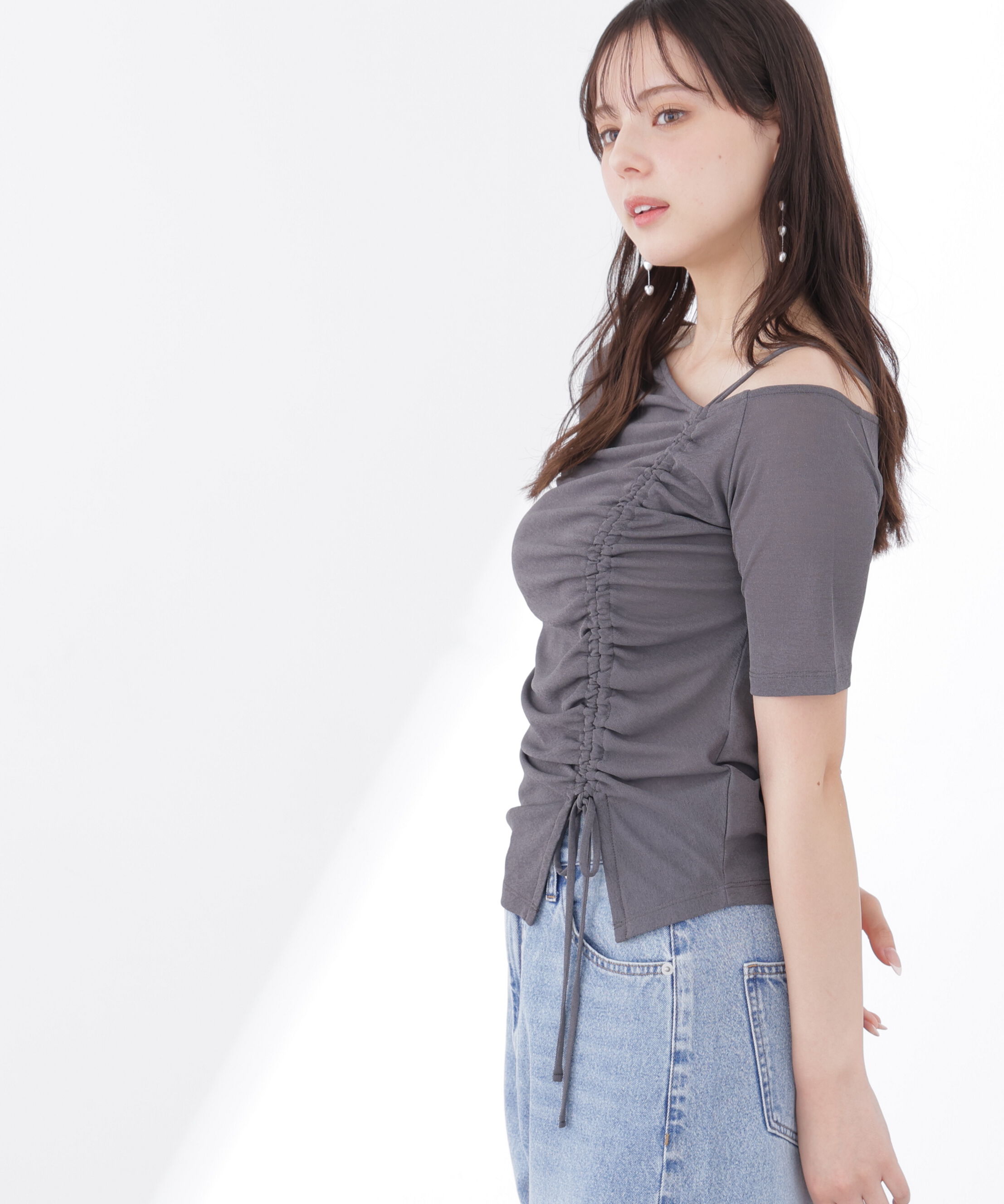 PROPORTION BODY DRESSING「〈a/mie〉アシメドロストカットソー26SS」|Tシャツ・カットソー|