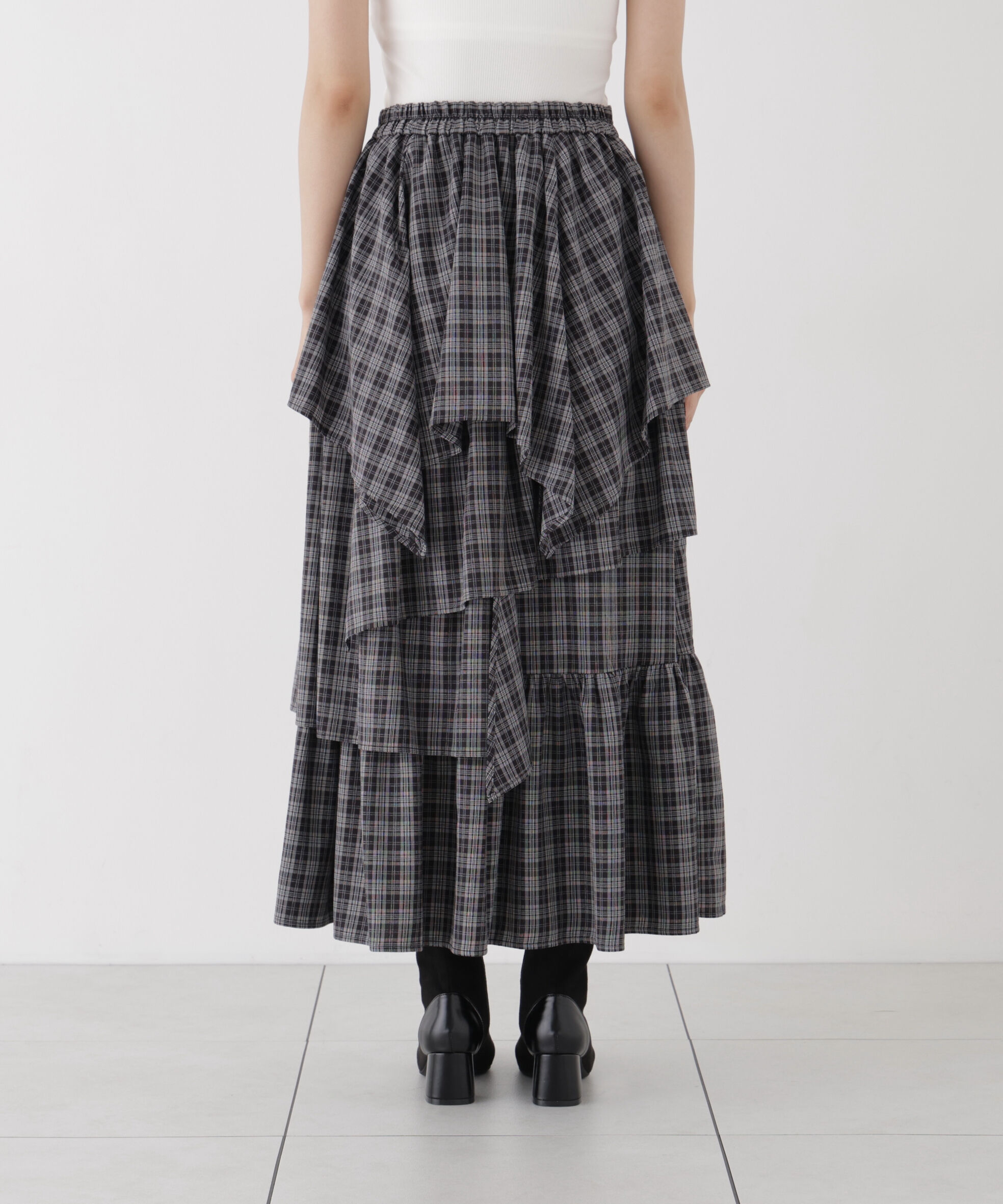 PROPORTION BODY DRESSING「チェック柄ティアードスカート」|スカート|