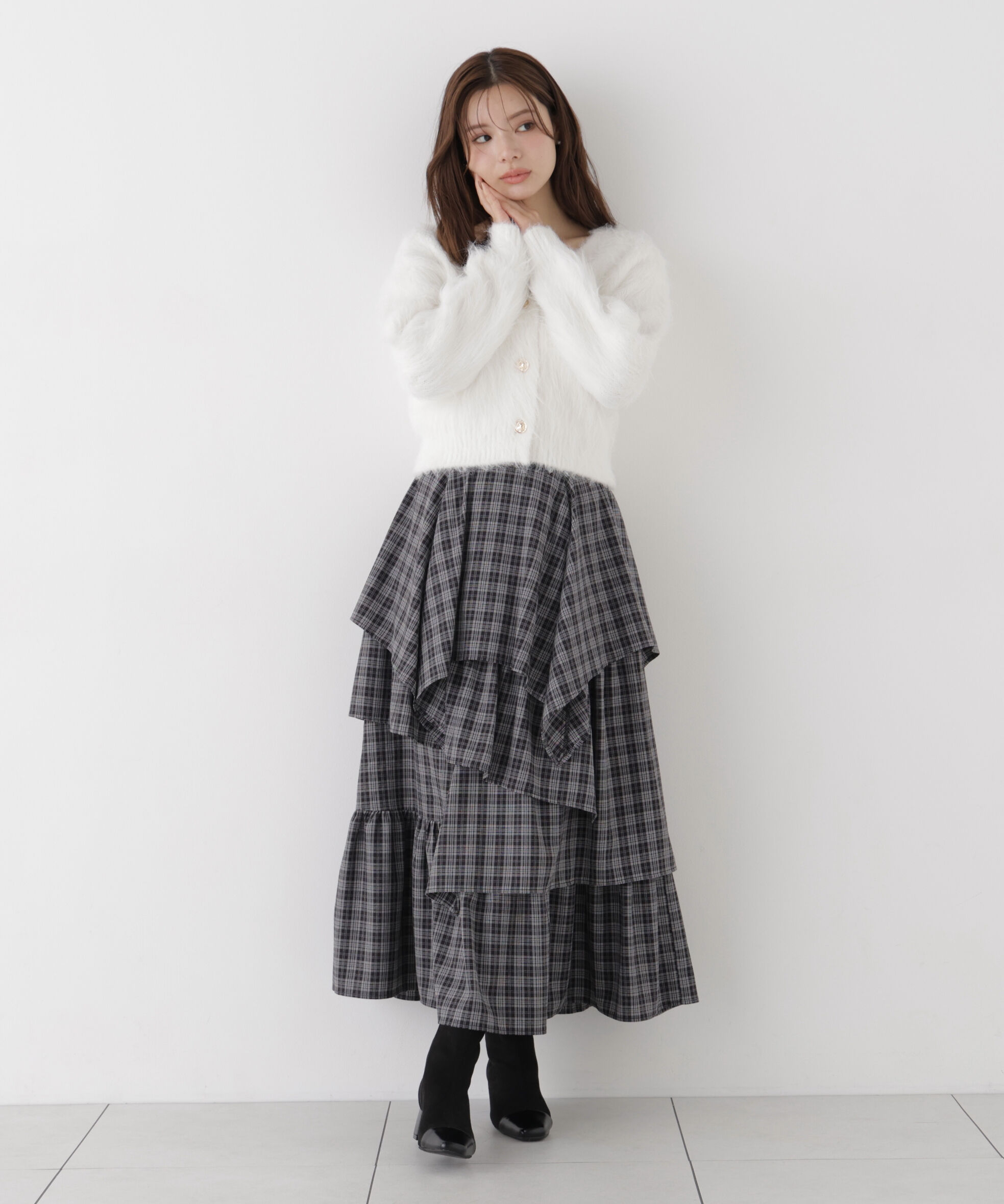 PROPORTION BODY DRESSING「チェック柄ティアードスカート」|スカート|