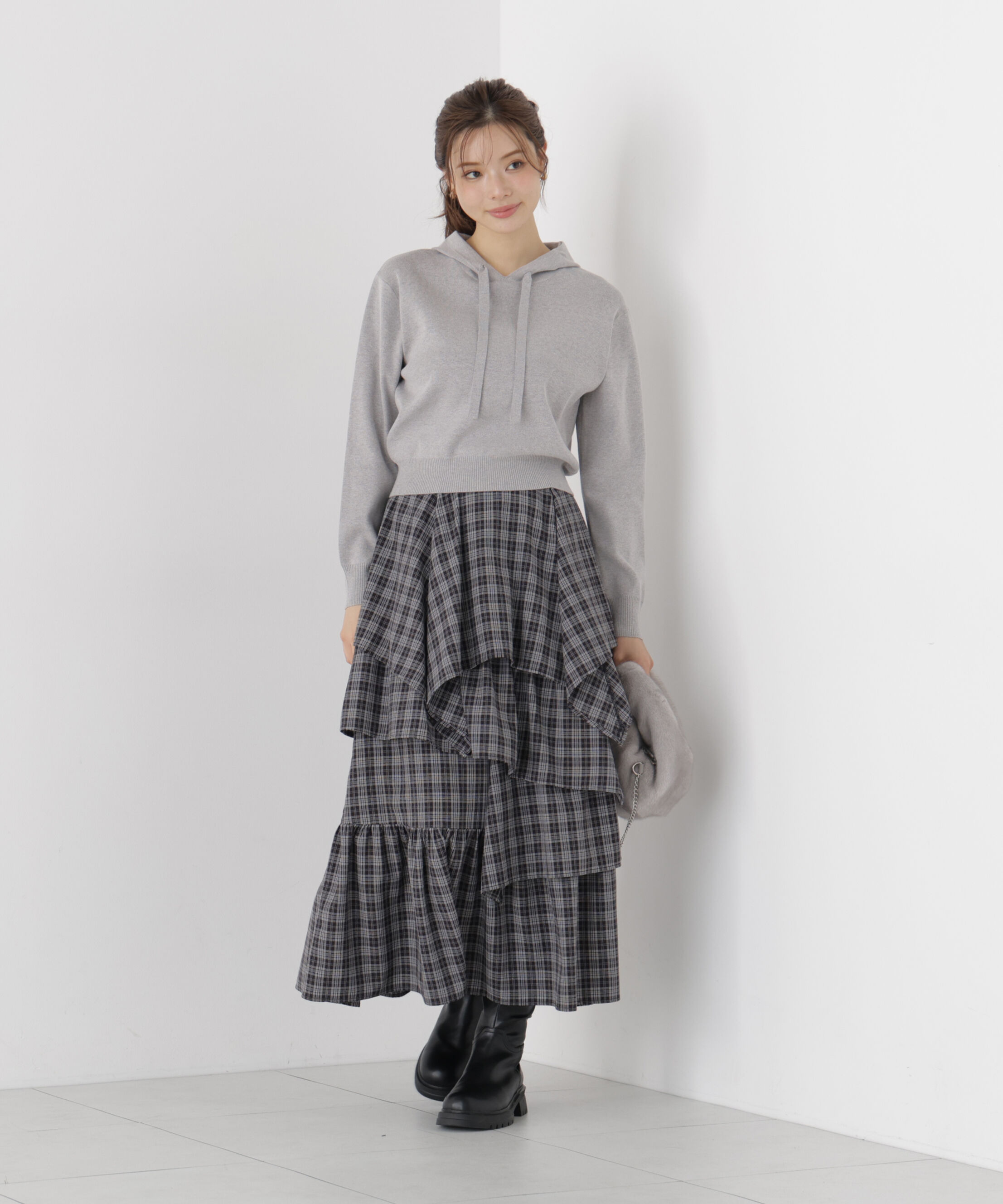 PROPORTION BODY DRESSING「チェック柄ティアードスカート」|スカート|