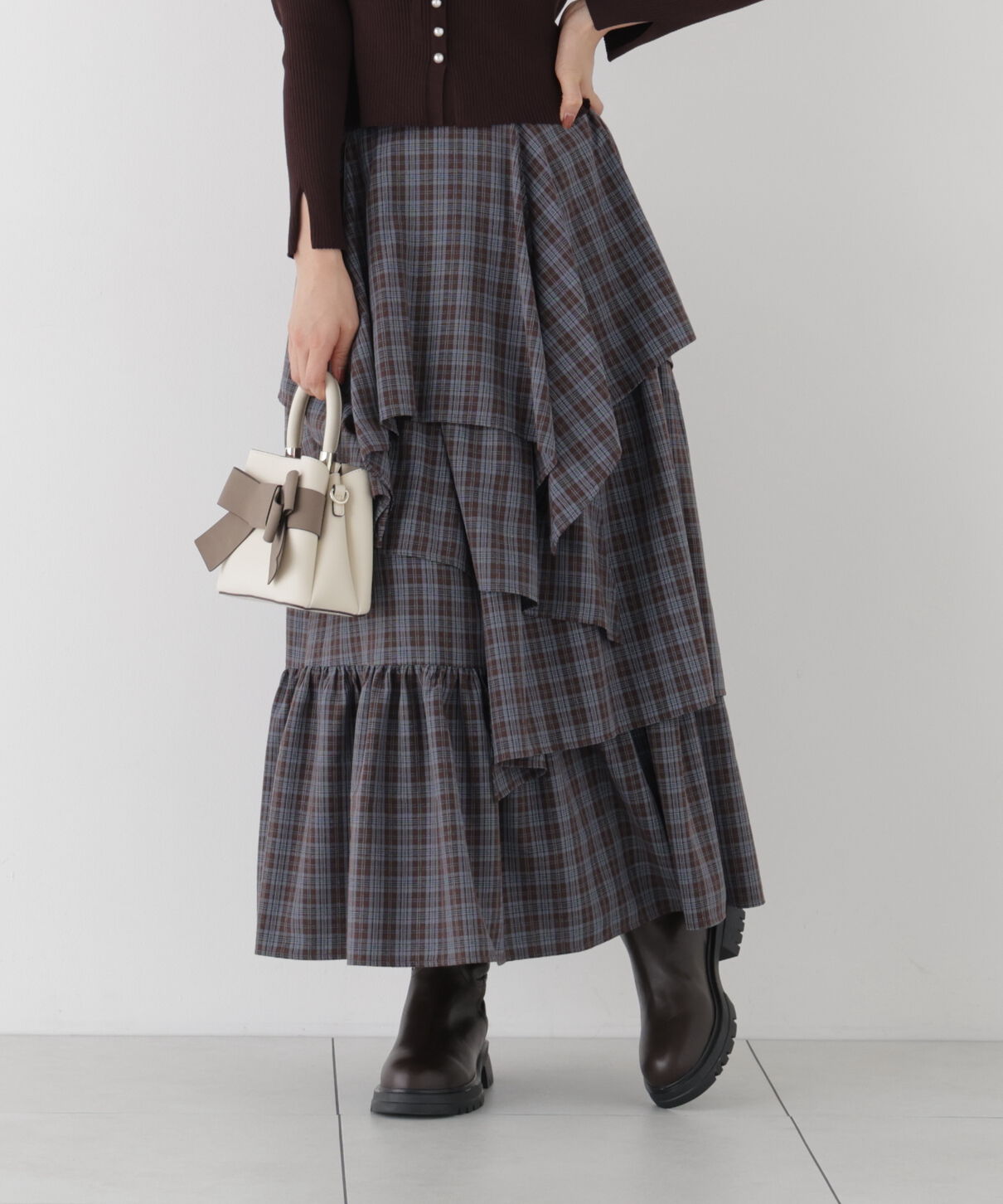 PROPORTION BODY DRESSING「チェック柄ティアードスカート」|スカート|
