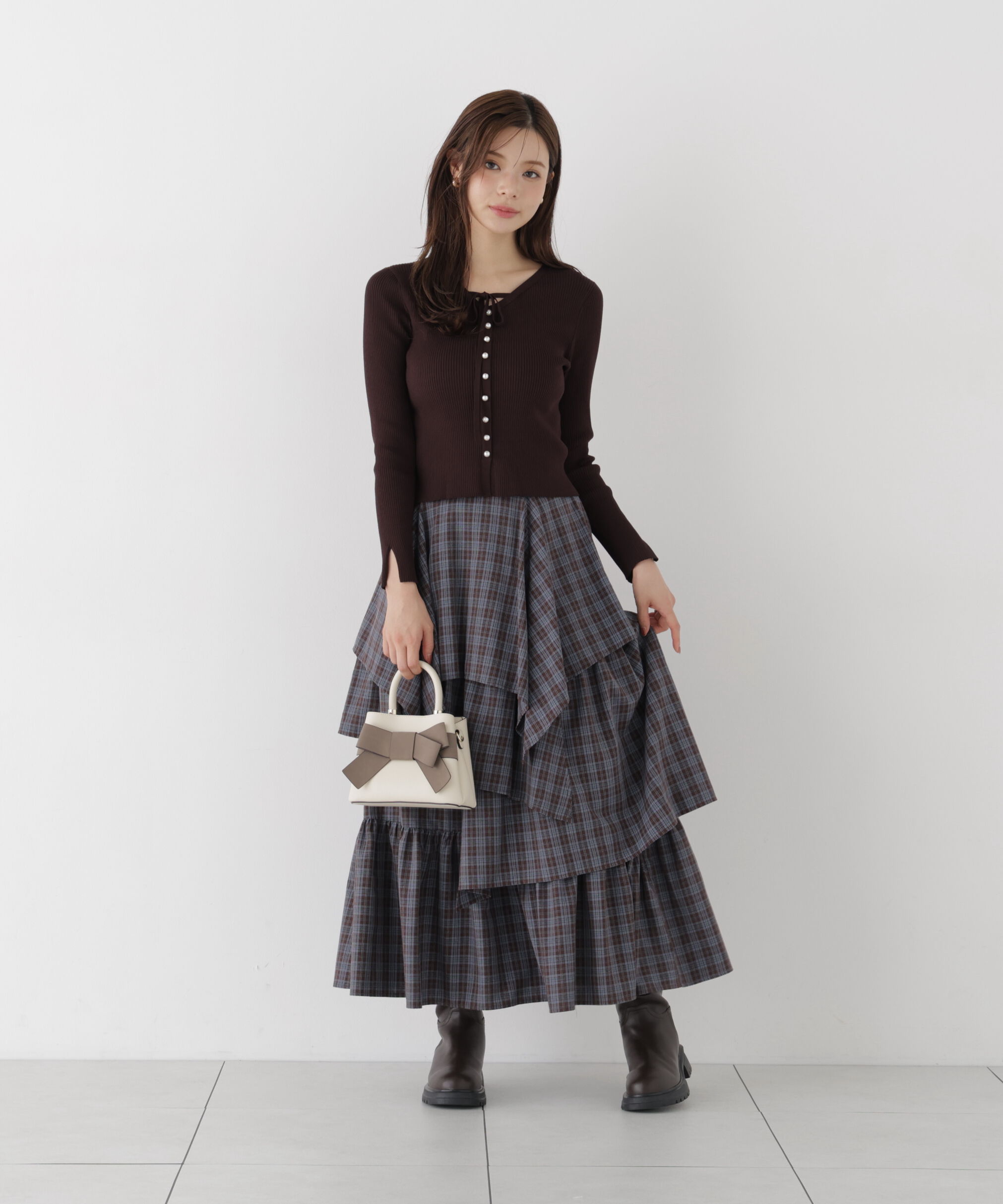 PROPORTION BODY DRESSING「チェック柄ティアードスカート」|スカート|