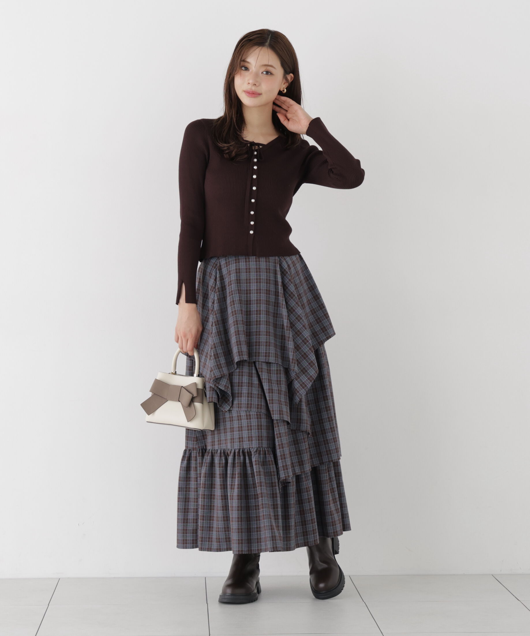 PROPORTION BODY DRESSING「チェック柄ティアードスカート」|スカート|