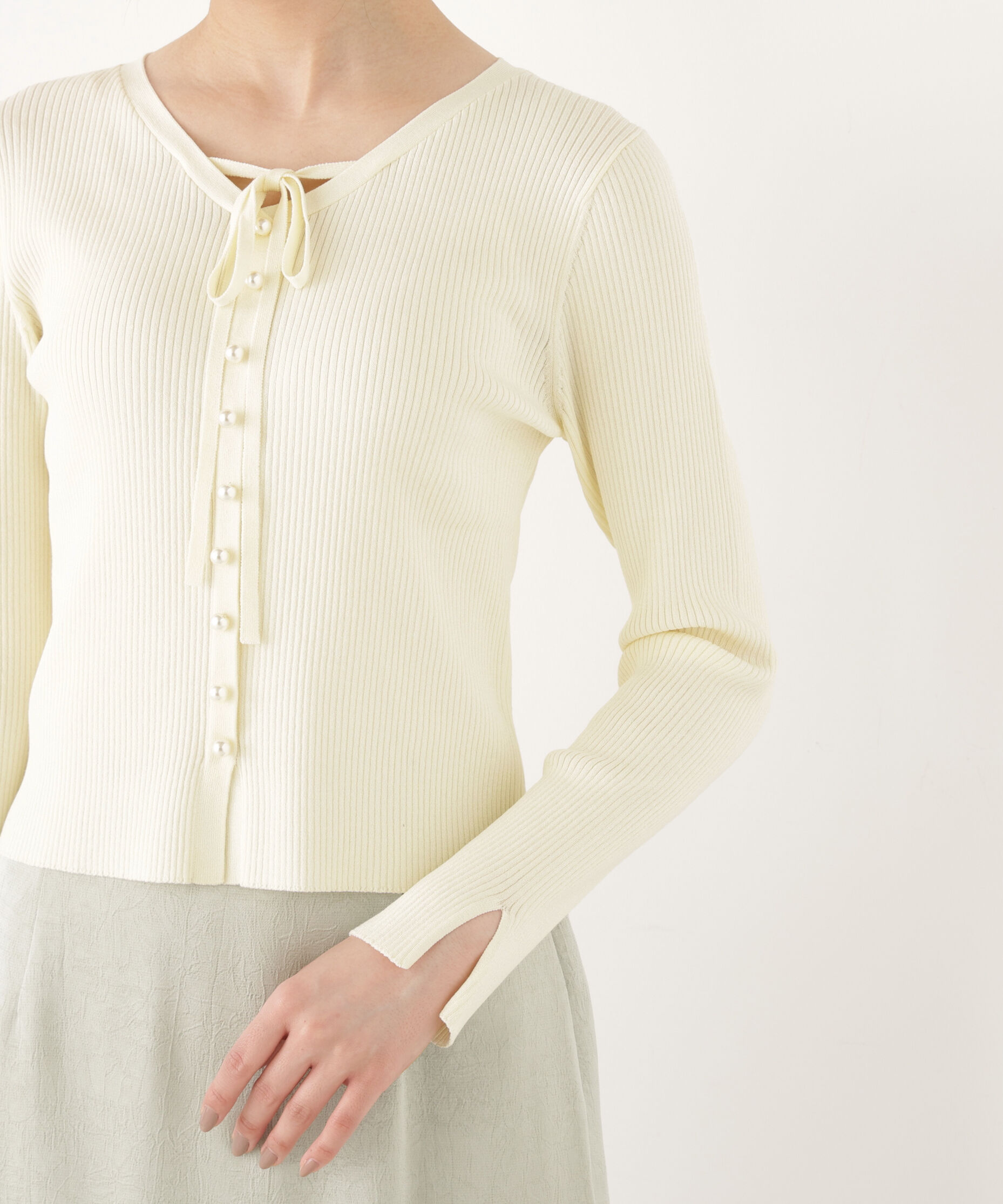 PROPORTION BODY DRESSING「パール付きリボンニット」|ニット・セーター|