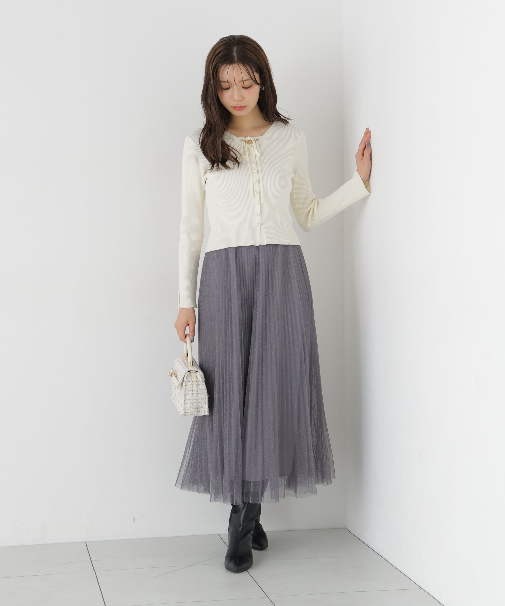 PROPORTION BODY DRESSING「パール付きリボンニット」|ニット・セーター|