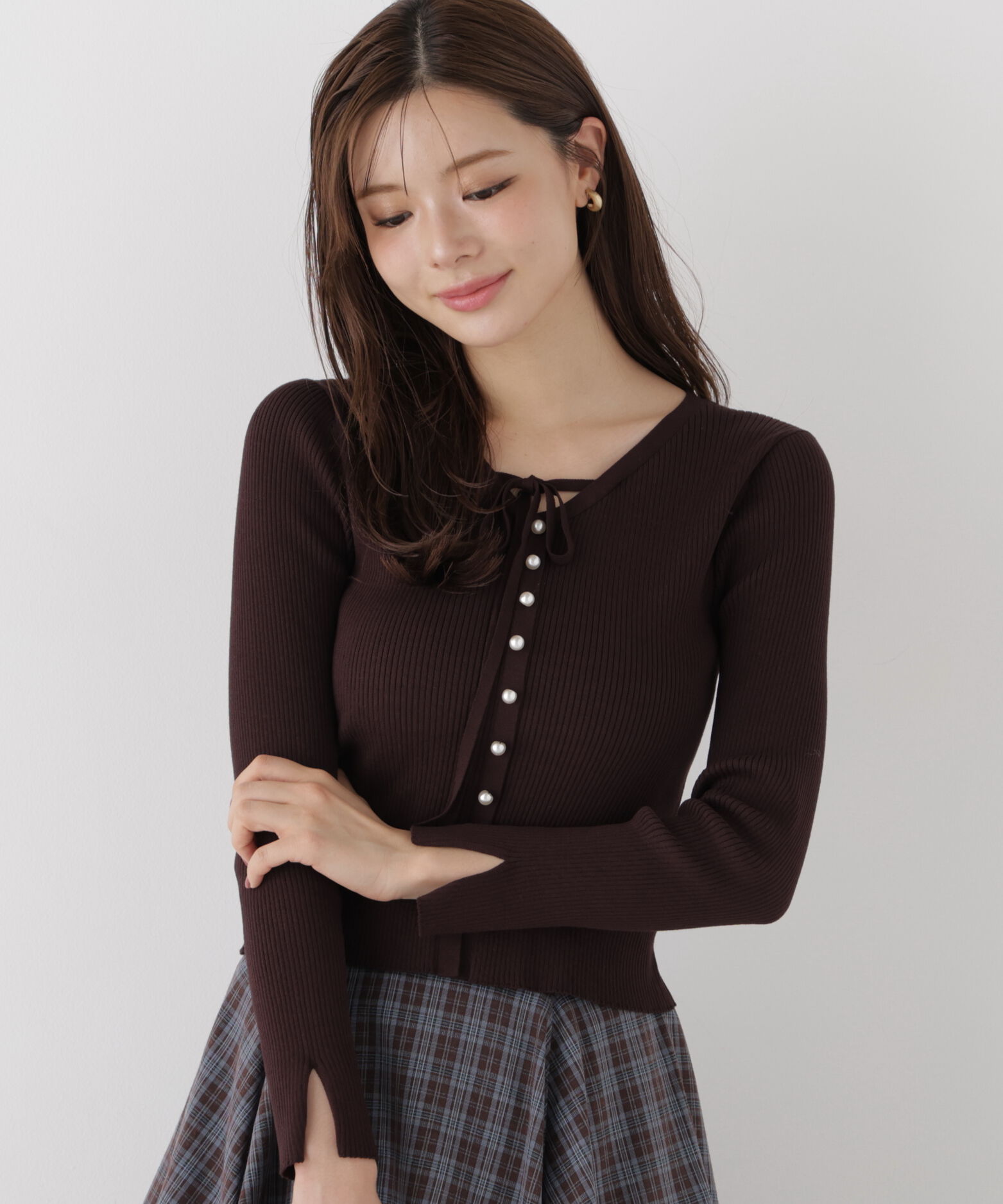 PROPORTION BODY DRESSING「パール付きリボンニット」|ニット・セーター|