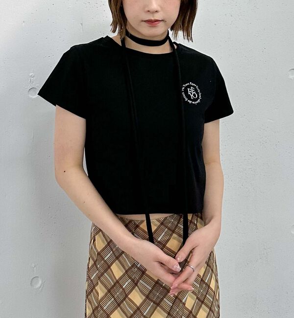 archives「チョーカー付刺繍チビＴｅｅ」|Tシャツ・カットソー|BLACK