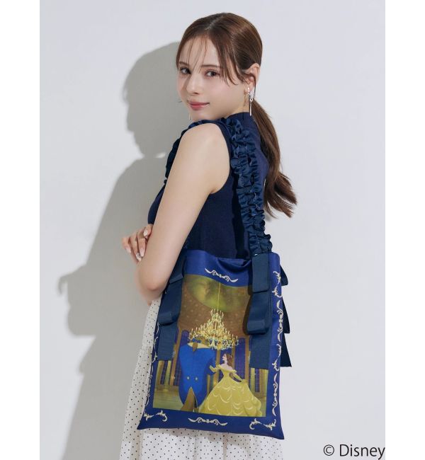 MERCURYDUO「【ディズニーコレクション】美女と野獣/サテンプリントトートバッグ」|トートバッグ|ブルー